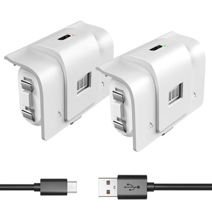 6amLifestyle Rechargeable Xbox Controller Battery Pack, Play and Charge Kit with Cable Compatible with Xbox Series X|S, Xbox One, S, X, Elite, Replacement Accessories,2 Pack Batteries, 4 Covers,White