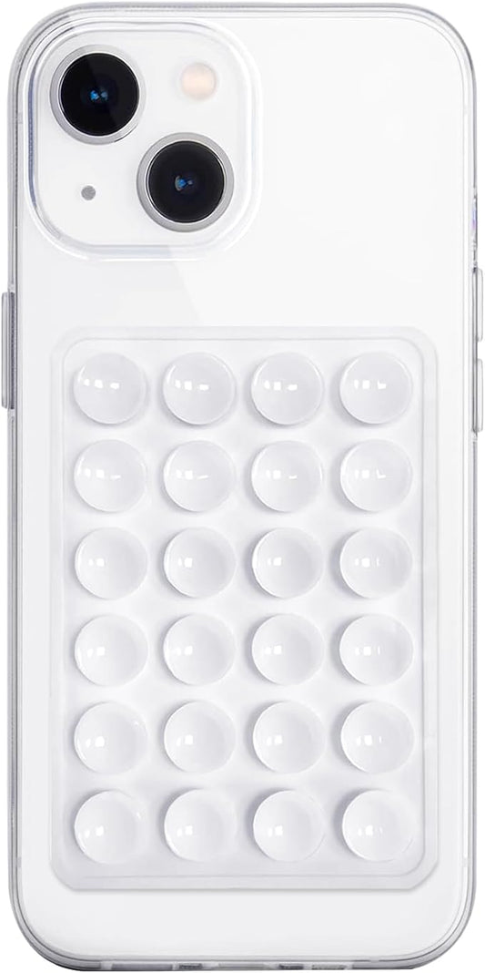 Anteel Silicone Suction Phone Case Mount, Non Slip Sticky Phone Grip for Cellphone, Silicon Adhesive Suction Cup Phone Mount, Strong Grip Holder for Selfies and Videos (White)