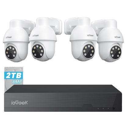 ieGeek 4K PoE Security Camera System with 8CH 2TB HDD for 24/7 Recording