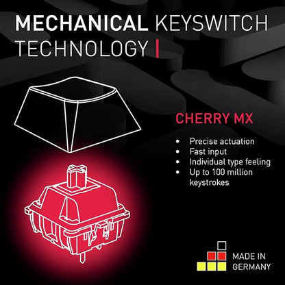 CHERRY MX Board 3.0 S Wired Mechanical Keyboard Aluminum Housing MX Red Silent Switches for Gaming and Office