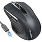 TechRise Bluetooth Mouse (BT5.0/3.0 & 2.4G) Rechargeable Wireless Mouse 2.4GHz with USB A Receiver, 4800 DPI Optical Tracking, 6 Adjustable DPI, Quiet Clicks, 6 Buttons, Wide Compatibility - White
