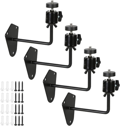 4-Pcs Camera Wall Mount Bracket, 360 Camera Mount with 1/4 Inch Thread, Metal Security Camera Mount, Camera Holder for Surveillance Cameras, Solar Panels, Lights