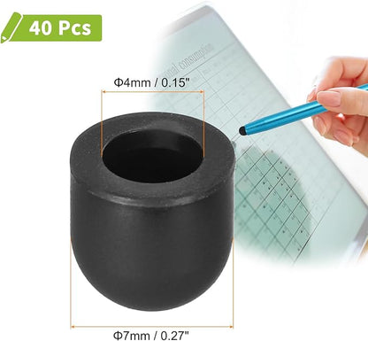 MECCANIXITY 40Pcs Replacement Stylus Pen Tips 7mm Conductive Capacitive Touch Screen Pens Tips Silicone Rubber, Black