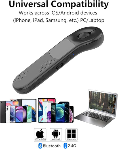Rechargeable Air Mouse for PC/iOS/Android with Touchpad Wireless PPT Presenter with Bluetooth 2.4G, Works with PowerPoint/Keynote/TikTok/Camera/Kindle App (Black)