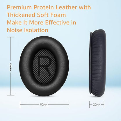 Premium Replacement Ear Pads for Bose QC2, QC15, QC25, QC35 I & II – Soft Protein Leather & Memory Foam Cushions – Enhanced Noise Isolation – Easy Installation Kit & Cleaning Cloth