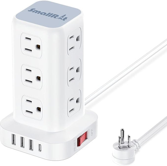 Power Strip with 12 Outlets 4 USB (1 USB C), 6.5Feet Extension Cord with Multiple Outlets, Charging Station, Power Strip Tower, Home Office Desk Supplies