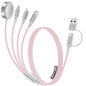 4-in-2 Charging Cable for Apple Watch Charger/Samsung/iPhone Charger,Car/Office/Camping/Travel Essentials,Type C Cable Multi Cord for iWatch Ultra/10-2/iPhone 16-11/Samsung S25-S20,iPad,airPods-Pink