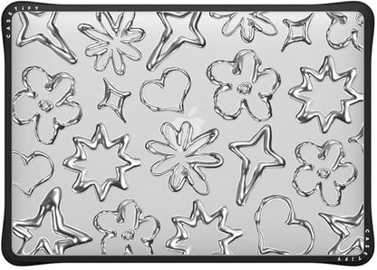 CASETiFY Impact MacBook Air 13" (M1/Intel) Case [Cushioned Impact Corners/Scratch-Resistant/Anti-Slip Grip] - Chrome Doodles - Clear Black