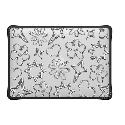 CASETiFY Impact MacBook Air 13" (M1/Intel) Case [Cushioned Impact Corners/Scratch-Resistant/Anti-Slip Grip] - Chrome Doodles - Clear Black