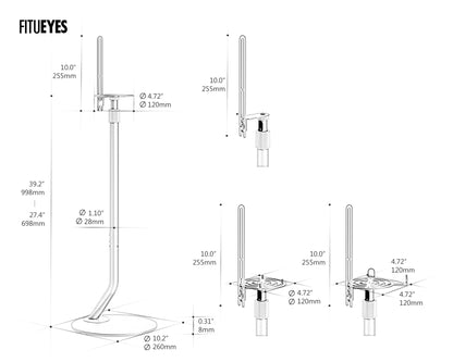 FITUEYES Universal Speaker Stand Pair, with Height Adjustable, White,1 Pair