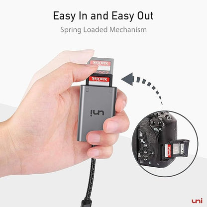 uni USB C SD Card Reader, Sturdy Micro SD Card Adapter (Durable Nylon, No Block), High-Speed USB Type C Camera Memory Card Reader OTG Compatible with Android Galaxy S24, USB-C Tablet, MacBook Pro/Air