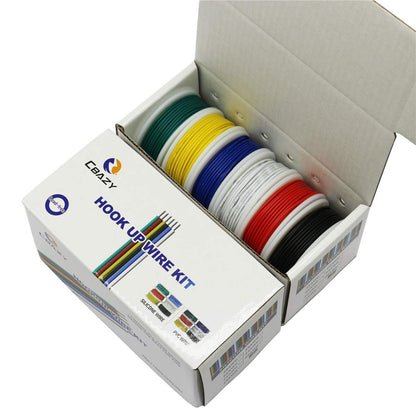 CBAZY Hook up Wire Kit (Stranded Wire Kit) 26 Gauge 6 Colors 32.8 feet Each Electrical Wire 26 AWG PVC Wire