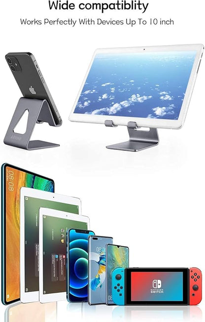 Cell Phone Stand Desk Phone Holder - Aluminum Mobile Phone Cradle Dock for iPhone 15 14 13 12 pro 11 X Xs max 8 7 6 6s Plus SE 5 Samsung All Smart Phones, Dark Gray