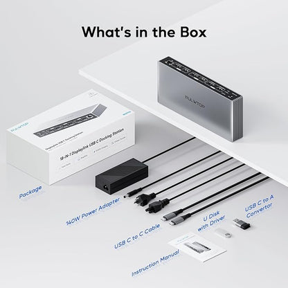 Displaylink Docking Station, PULWTOP USB C DisplayLink Dock Triple Displays for MacBook M1/M2/M3/M4 Windows, 8K/4K@60Hz Displaylink Dock with 3HDMI, 3 Display Port, PD 30W,USB A/C 10Gbps, Ethernet
