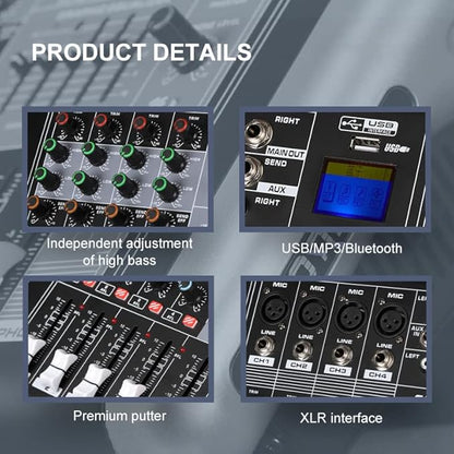 Mixers Audio 8 Channel Mixer Power Mixer Amplifier 2 * 300 Watt Output Dj Mixer Board with 16 Kinds of DSP Reverb Sound Mixers for Speakers