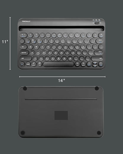 Macally Bluetooth Keyboard for Tablet | Wireless Keyboard for iPad mini/Air/Mini, iPhone (Multi-Device, Built-in Stand, Rechargeable) Easy to Use and Cute Portable