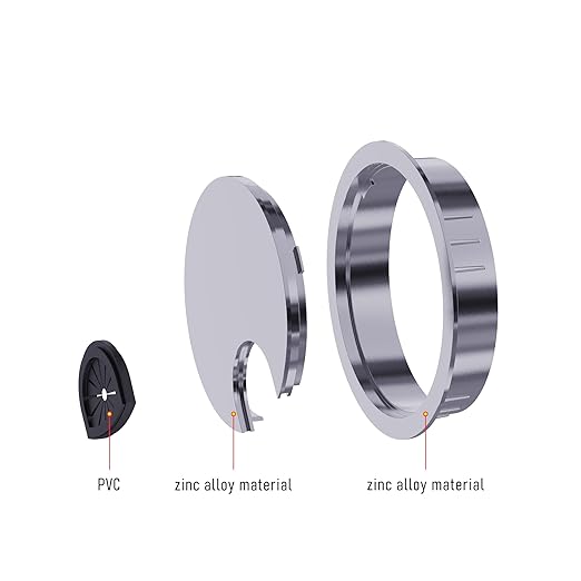 Desk Grommet 2-1/8 Inch 53mm, Zinc Alloy Computer Desk Wire Hole Cover, Office Desktop Cord Cable Hole Metal Ring, Silver Tone