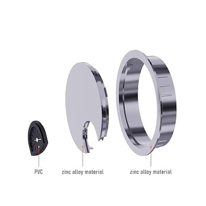 2 Pack Desk Grommet 2 Inch 50mm, Zinc Alloy Computer Desk Wire Hole Cover, Office Desktop Cord Cable Hole Metal Ring, Silver Tone