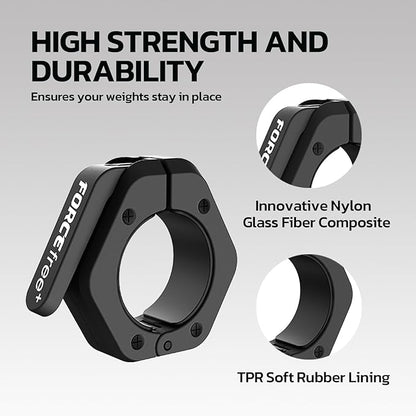 Barbell Clips (Pair), Barbell Clamps, Quick Release Olympic Barbell Clamps with Anti Slip TPR Grip, Barbell Collars for Secure Weightlifting & Powerlifting