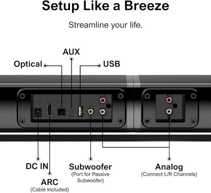 ULTIMEA 4.1ch Sound Bar for Smart TV with Subwoofer, Peak Power 200W, 2-in-1 Detachable Bluetooth 5.3 Soundbar, Bass Adjustable, 3 EQ Modes TV Sound Bar, ARC/Optical/Aux, Apollo S50 Detachable Series