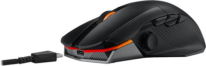 ASUS ROG Chakram X Origin Gaming Mouse, Tri-Mode connectivity (2.4GHz RF, Bluetooth, Wired), 36000 DPI Sensor, 11 programmable Buttons, Detachable Joystick, Paracord Cable, Black