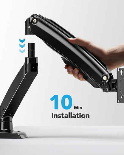 HUANUO Single Monitor Arm for 40 inch Screens, Ultrawide Computer Monitor Mount Holds 26.48 lbs, Upgraded Adjustable Stand with USB, C-Clamp & Grommet Base, VESA 75x75 or 100x100mm