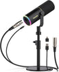 TONOR XLR/USB Gaming Mic, Dynamic Microphone for Podcast Recording Streaming with RGB Light, Mute Button, Headphones Jack, Monitoring, Desktop Stand, Metal Vocal Mic for PC Mac Android PS4/5 TD520S