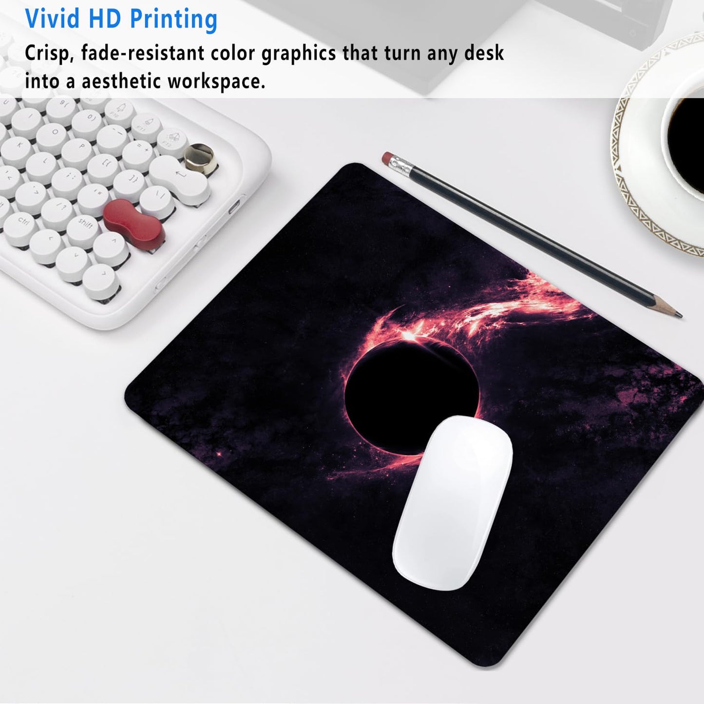 SHALYSONG Sci-Fi Black Hole Mouse Pad, 9.5"x7.9" Non-Slip Laptop Mousepad