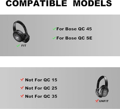 Replacement Ear Pads - Compatible with Bose QuietComfort 45 / SE Headphones, Soft Protein Leather,Premium Noise Cancelling Earpads, Durable & Comfortable Ear Cushions (QC 45-Black)