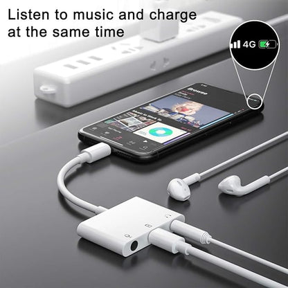 COVS Lightning to Microphone Audio Adapter, Upgraded 3 in 1 Dual 3.5mm Microphone Audio Jack and Charging Aux Headphone Splitter Adapter, Compatible with iPhone 12/11/iPad