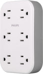 Philips EZFit 6-Outlet Surge Protector Outlet Extender, Wall Tap, Grounded Widely Spaced Outlets, 900 Joules, for Home Office Dorm Essentials, White, SPP6602W/37