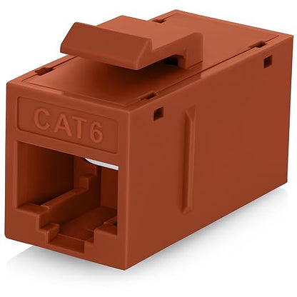 Everest RJ45 CAT6 Keystone Coupler in Orange (48-Pack) - RJ45 Coupler - Cat6 Keystone Jacks