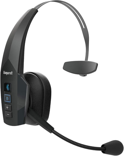 BlueParrott B350-XT Mono Bluetooth Wireless Headphones 96% Noise Canceling Over Head Trucker Headset with Mic, Adjustable Lightweight Headband, IP54-Rated Protection, 24 hrs. Talk Time, Black