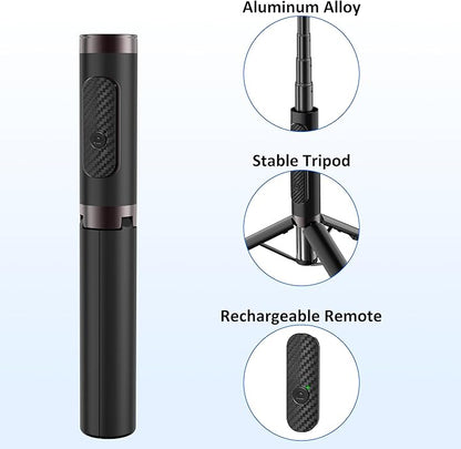 Selfie Stick Aluminum Alloy Selfie Stick Tripod with Remote Foldable Travel Tripod Stand 270 Rotation Compatible with iPhone/Android/Go Pro Camera