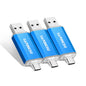 SANKESU 128GB 3 Pack 2-in-1 USB C Flash Drive USB-A+Type-C Dual Drive OTG,USB C Storage Flash Drive with LED Light Compatible with iPhone 17/16/15, Android Smartphone/Tablets/Computers
