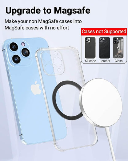 for Magsafe Ring - 10 PCS, Ultra-Thin(0.4mm) Magsafe Sticker, Compatible with iPhone 15 Pro Max, 15 Pro, 15/14/13/12 Series, Samsung Galaxy, Google Pixel Series Black