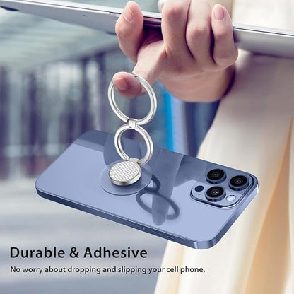 Phone Grip Holder, Phone Ring Holder Finger Kickstand, Foldable & Adjustable Rotatable Double Metal Cell Phone Rings Gripper Stand for iPhone Samsung & Other Phones - Silver Carbonite Weave