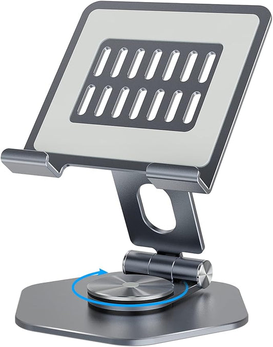 SOJUNER Aluminum Tablet Stand, 360° Swivel for 5–12.9in Devices, Grey