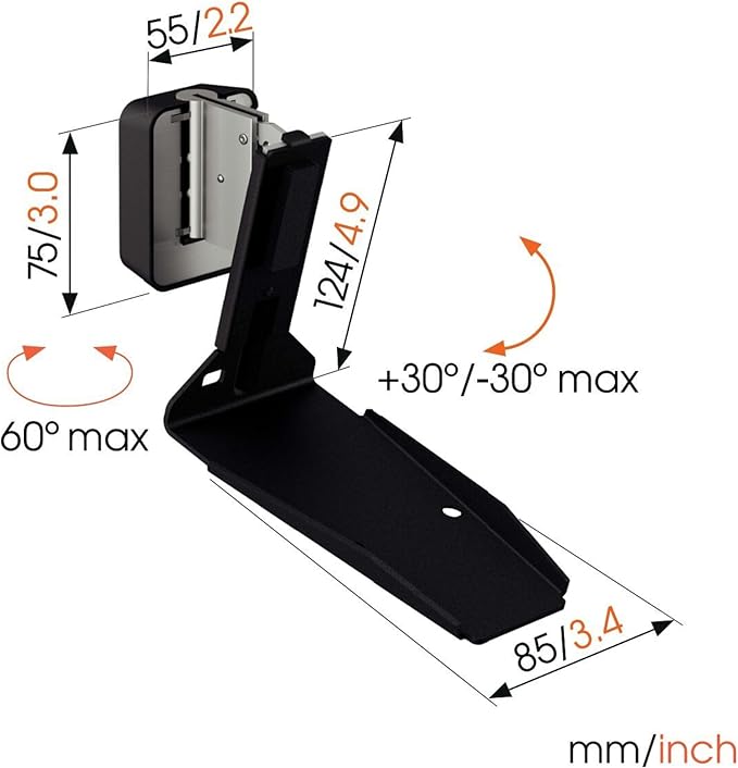 Vogel's SWM 4131 Speaker Wall Bracket for Sonos ERA 300, Max. 11 lbs (5 kg), Tiltable -30º/+30º, Swivels up to 60º (Left/Right), Black, 1 Bracket