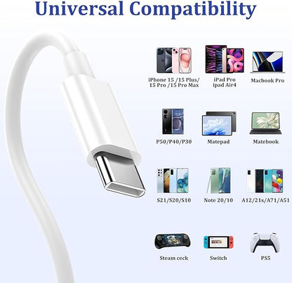 Long USB C Cable 10ft Fast Charging,3Pack 60W Type C to C 10 ft Charger Cord for Apple for iPhone 16/15/15 Pro/Plus/Pro Max,for MacBook Pro/Air,for IPad Air 4/5/Mini 6/Pro Charge 10 feet