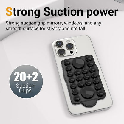 yesrock for Magnetic Silicone Suction Phone&Case Adhesive Mount - iPhone & Android,Hands-Free, Strong Grip Holder for Selfies & Tiktok Videos-2.35″x3.55″,Black