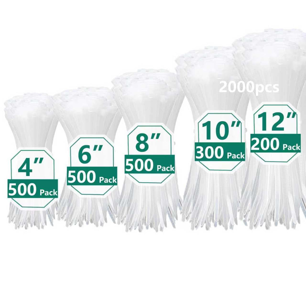 MasiStranth 800 PCS Black Zip Ties Assorted Sizes 8+12+14+18 Inch Self-locking Nylon Cable ties Heavy Duty Outdoor, UV Resistant Wire Straps for Home Office Garden Workshop Indoor Outdoor Fence