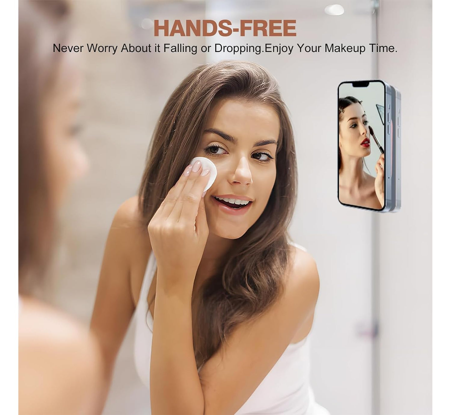 Magnetic Phone Suction Grip, Shower Phone Holder for MagSafe, Octo Phone Sticky Buddy Suction Grip for iPhone 16 15 14 13 12, Birthday Christmas for Women Pink