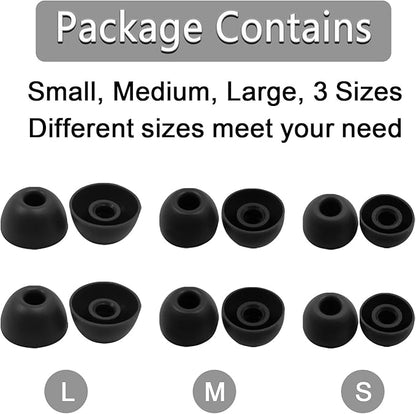 Replacement Silicone Ear Tips for Beats Fit Pro/Studio Buds/Studio Buds+ Headphone, 6 Pairs Earbuds Eartips L/M/S, Eargels Set Fit in Case, Earplug Ear Cap, Ear Buds Accessories-Black