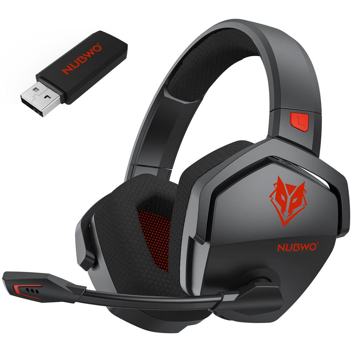 NUBWO Wireless Gaming Headset with Mic for Ps5 Ps4 PC, Zero Interference, 100-Hour Battery All-Day Play, 23ms Sync for Fortnite & Call of Duty/FPS Gamers, Triple Mode All Devices Compatible - White