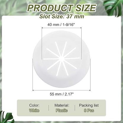 PATIKIL Desk Grommet 1-9/16", 8 Pcs Round Cable Grommet Cord Hole Cover with Adhesive Tape Flexible Table Wire Organizer for Office Home Table Countertop, White