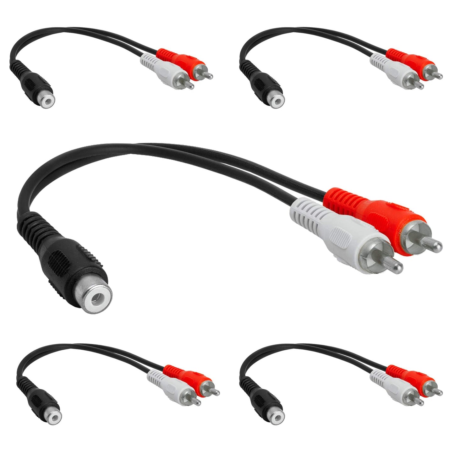 Cmple - [5 Pack 2 RCA Male to 1 RCA Female Stereo Audio Y-Cable, 2 RCA Plugs to 1 x RCA Jack Y-Adapter Subwoofer Cable