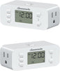 DEWENWILS 24 Hour Programmable Digital Timer Outlet, 2 Pack Timers for Electrical Outlets, Indoor Light Timers for Lamp Fan Aquarium, 2 Grounded Outlet, 125V/15A Resistive/1000W Tungsten, 3 Prong