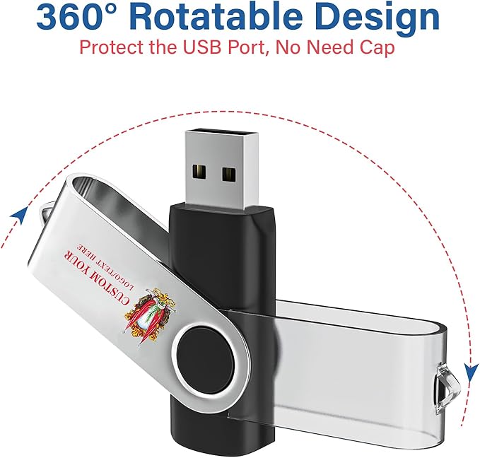 Personalized Flash Drives 16GB, Wooolken Customizable USB 2.0 Thumb Drives 10/20/50/100 Pack, Logo Memory Stick Custom Flash Drive Engraved Logo (Mixcolors)
