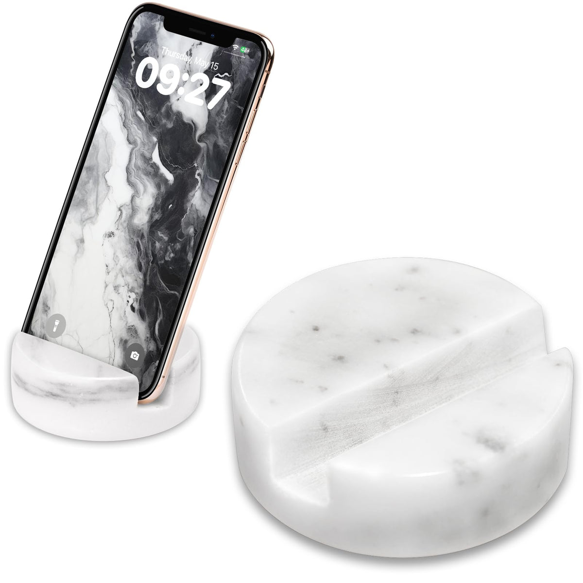 ZJL Marble Phone Stand for Desk - Cell Phone Holder for Nightstand Office Decor Telephone Boho White Marble Kitchen Accessories
